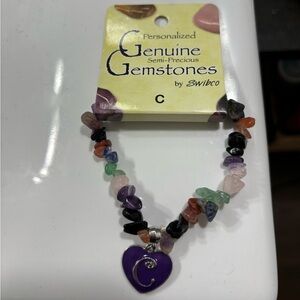 Genuine semi-precious gemstones personalized “C” bracelet